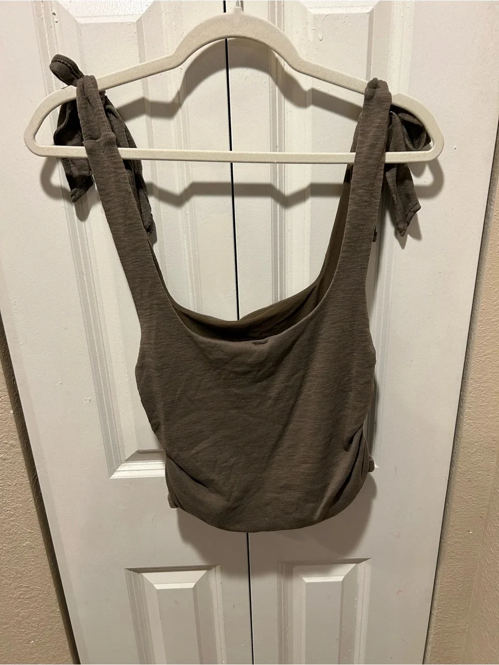 Free People Boulevard Ruched Tee Strap tie Tank Crop , Large